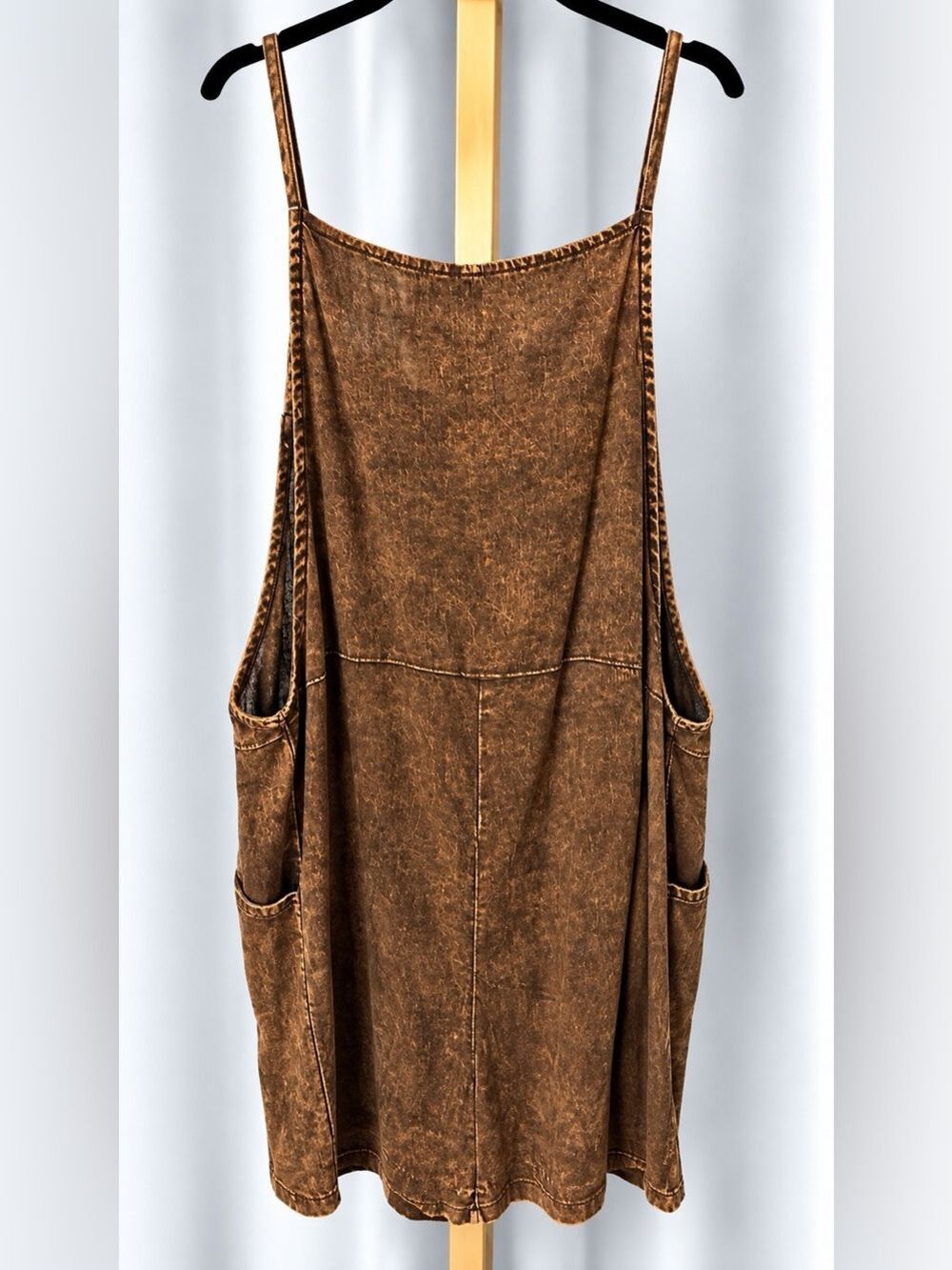 Zenana Outfitters Brown Washer romper  with Adjustable Tie Straps - Picture 3 of 4